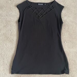 New York and Company Black Sleeveless Top with cut out design